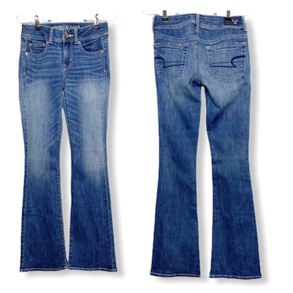 American Eagle Kick Boot Super Stretch Jeans Sz 0 - Picture 4 of 8